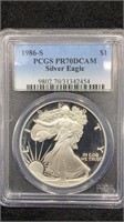 1986-S PCGS PR70DCAM Proof Silver Eagle 1oz