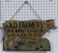 OLD FARMERS GALVANIZED SIGN 12" X 19.5"