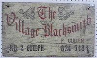 THE VILLAGE BLACKSMITH PAINTED WOOD SIGN