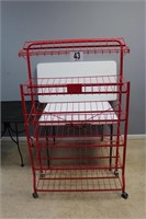 Red (6) Shelf Metal Rolling Cart (40x18x64")
