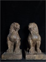 Pair of Chinese Stone Carved Foo-Lion