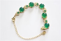 Bracelet w Green Chalcedony Inlaid