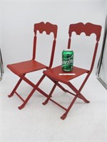 SOLID METAL CHILD'S FOLDING CHAIR X2