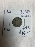1866 three cent nickel fine