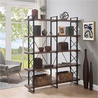 5 Tier Industrial Bookcase, Display Shelf