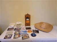 Jewelry Box, Sombrero, CDs, Coffee Pot