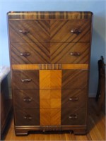 Antique Walnut Art Deco Warterfall Dresser