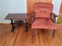Cane Arm Chair, Pine End Table