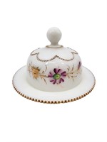 Antique Hand Painted Heisey Butter Dish