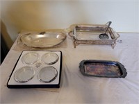 Silver Plate Dishes and Coasters