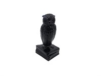 Antique Boyd Glass Owl Black Onyx Paperweight