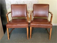 2 Modern Leather Side Chairs