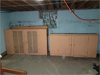 Painted 2pc Primitive Kitchen Cabinet