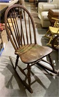 Antique brace back rocking chair.(1082)