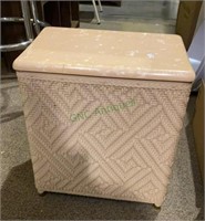 Vintage laundry hamper with wicker style sides