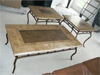 3-piece marble top living room table set