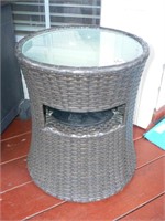 Outdoor wicker lighted Bluetooth speaker/table