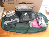 Large duffle bag, backpacks, soft lunchboxes,