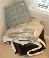 Fleece lined plush blanket, comforter, pillow