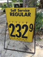 Vintage metal flip gas station price sign