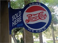 Reproduction tin sign Pepsi-Cola flange sign