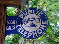 Reproduction tin sign public telephone flange