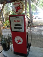 Vintage fire chief gas pump made by brower and