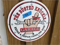 Reproduction tin sign the busted knuckle Garage