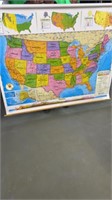 Classroom Roll Up United States & World Map