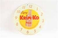 ENJOY KRIM-KO DAIRY DRINK GLASS CLOCK FACE