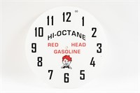 NEW RED HEAD HI-OCTANE GASOLINE PLEXI CLOCK FACE