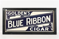 FRAMED GOLDEN'S BLUE RIBBON CIGAR CARDBOARD SIGN