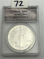 1991 American eagle silver dollar
