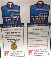 (2) Minnesota Twins Game Tickets