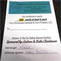 Christenson Livestock & Farm $50 Gift Certificate