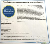 (2) Children's Theatre Company Admission Tickets