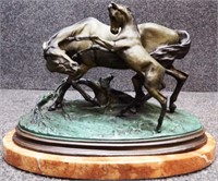 P. J. Mene Bronze Horse & Foal Statue / Sculpture