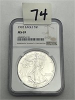 1992 American eagle silver dollar