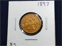 1897 GOLD $5 LIBERTY HEAD