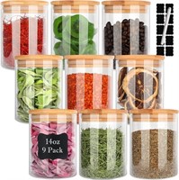 14 oz Glass Jars with Bamboo Lids of 9