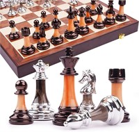15" Metal Chess Sets for Adults Kids Folding