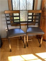 2 Metal and Wood Dinning/Accent Chairs