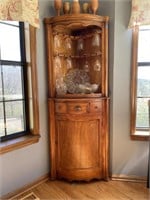 Vintage Corner Wood Display Cabinet