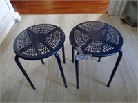 Pair of Newly Painted Metal Stools