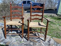 2 Ladder back Cain Seated Vintage Chairs