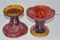 2 Vtg Indiana Carnival Glass Punch Bowl Pedestal