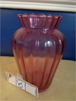 Cranberry Vase Blown Glass 6 1/2in