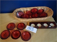 Collection of Cranberry Tea Light Holders