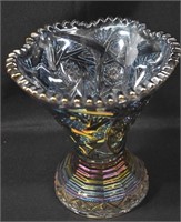 Vtg Imperial Gray Carnival Glass Pedestal Punch