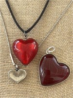 Sterling Silver & Glass Heart Necklaces/Pendant